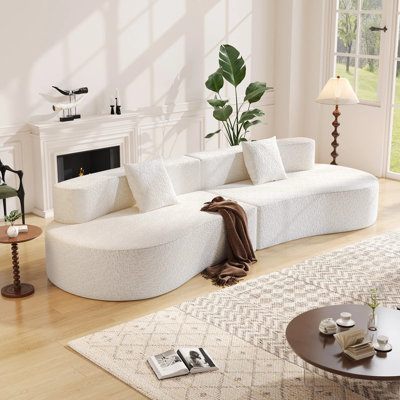 Boneless 118''L Sofa Bed Tatami Cashew-Shaped Sofa Curved Couch Chesterfield Sofa Sectional Sofa
