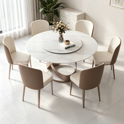 Simple White Round Sintered Stone Dining Table
