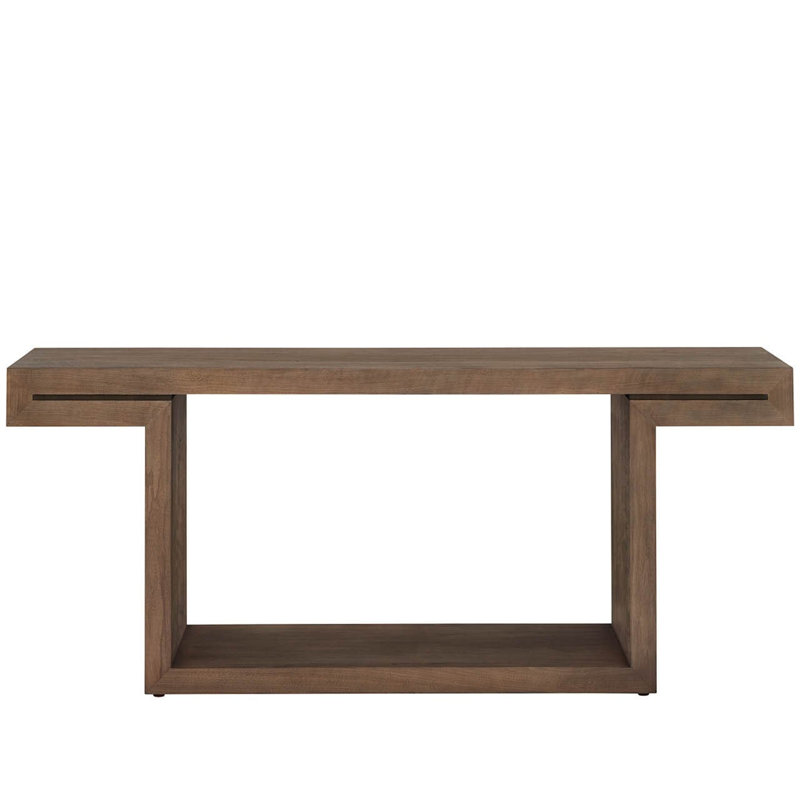Modern Haze 68" Wide Haze Walnut Veneer Smoked Gold Metal Console