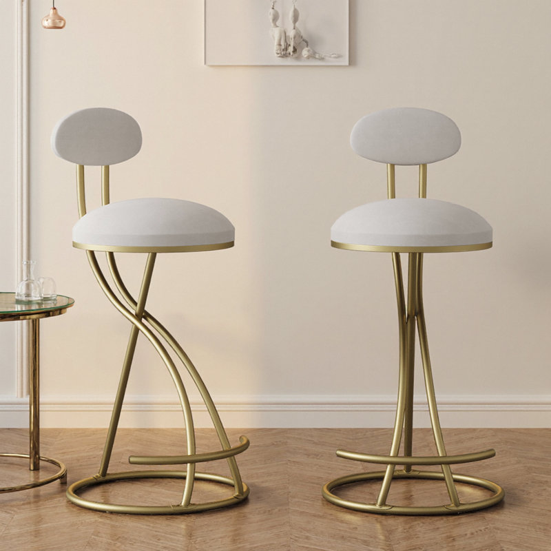 Ensemble de 2 tabourets de bar modernes en similicuir noir avec repose-pieds, structure en métal à hauteur de comptoir pour îlot de cuisine