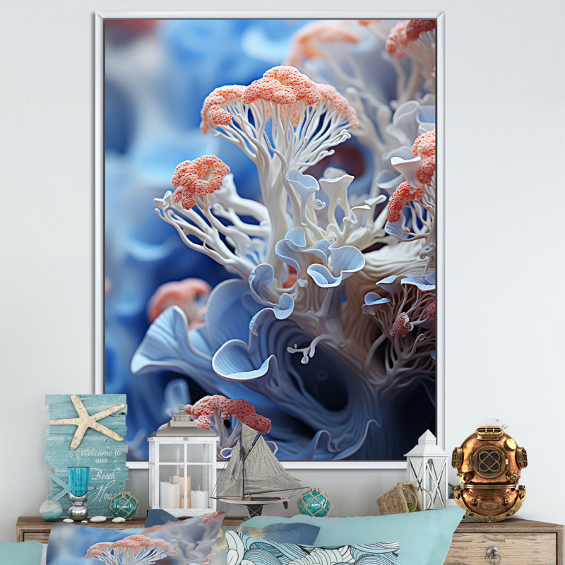 «White Coral And Anemones Dance I», reproduction sur toile, Gold Picture Framed, 32" H x 24" W