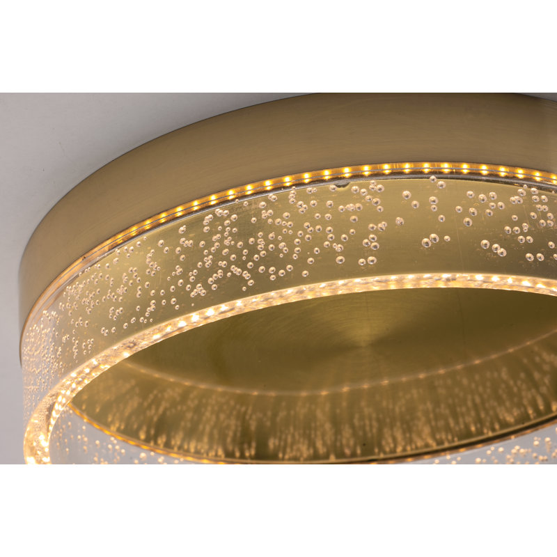 Riendeau Acrylic Flush Mount, Satin Brass, 3.13" H x 11.82" W x 11.82" D