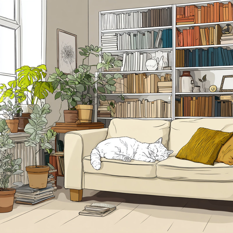 Art mural sur toile Cozy Sofa Cat III, 1, H 20 po x l 20 po
