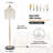 3-Light Elegant Crystal Floor Lamp – Vintage Waterfall Design With Grape-Shaped Crystal Bead Strings And Marble Texture Base For Living Room, Bedroom, Or Office Décor (Bulb Not Included)