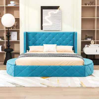 Keiya Queen Size Upholstered Wingback Storage Bed with Drawer by Rosdorf Park