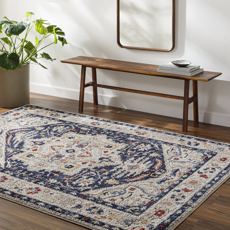 Rectangle Demeko Oriental Machine Woven Polyester/Polypropylene Area Rug in Black, Rectangle 7'10" x 10'