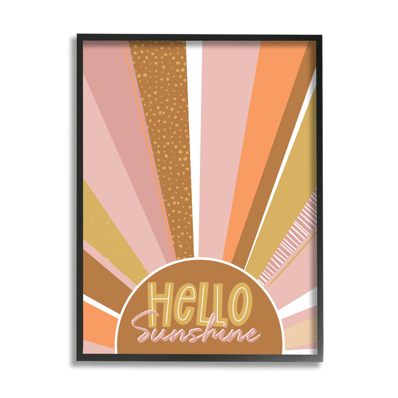 Rayons de soleil à motif Hello Hello, H 20 po x l 16 po x P 1,5 po, Giclée encadrée noir minuit