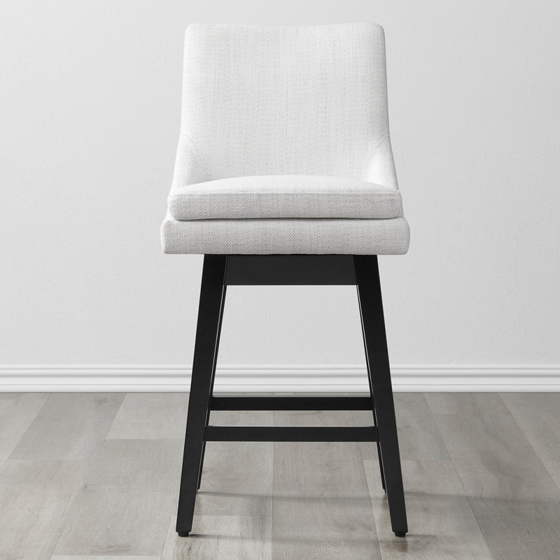 Aleksy Swivel 26'' Counter Stool, White Polyester Blend