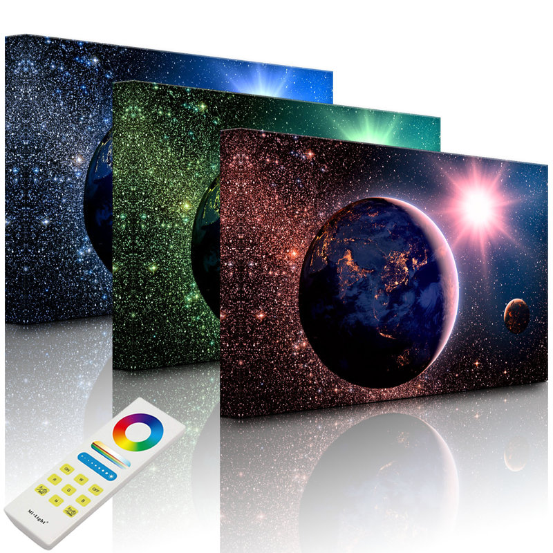 Earth In Space by No - Wrapped Canvas Print, With lighting, 40cm H x 60cm W x 4.5cm D