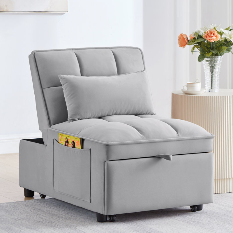Lit escamotable gris avec dossier 4 en 1, Gris