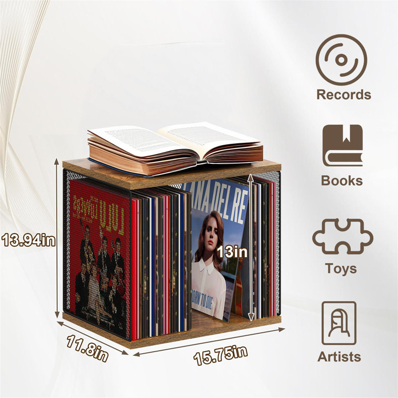 Meuble de rangement pour disque vinyle, P 15,75 po x l 11,8 po x H 13,94 po