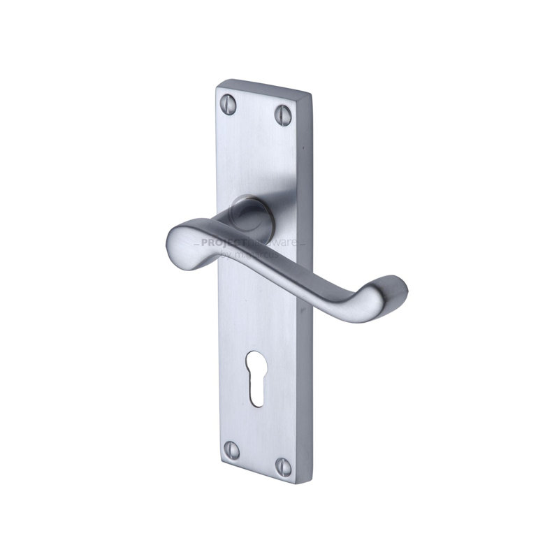 Heritage Brass Project Hardware Door Handle Lever Lock Malvern Design, Satin Nickel