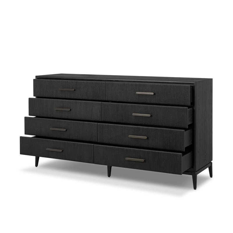 Rosenell 8 Drawer Dresser, Black Oak Veneer