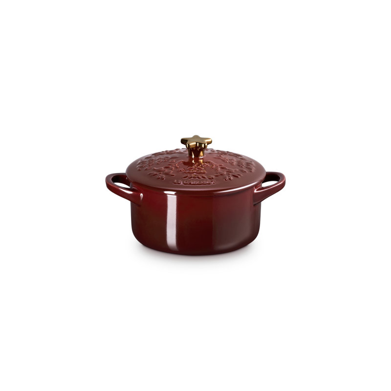 Le Creuset Stoneware Noël Collection Mini Round Cocotte With Gold Star Knob, 24 Oz. - Shell Pink, Garnet