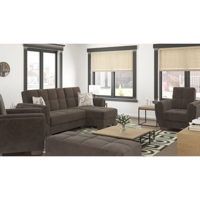 Primenest Skyhaven Collection Upholstered Convertible Chaise Lounge With Storage