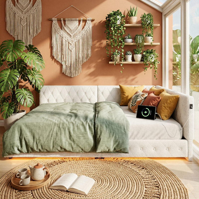 Upholstered Daybed, White
