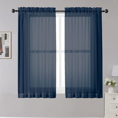 Short Sheer Curtains 2 Panels For Bathroom Window, Rod Pocket Light Filtering Sheer Tier Curtains For Small Kitchen Laundry Room, RV, Camper Travel Trailers