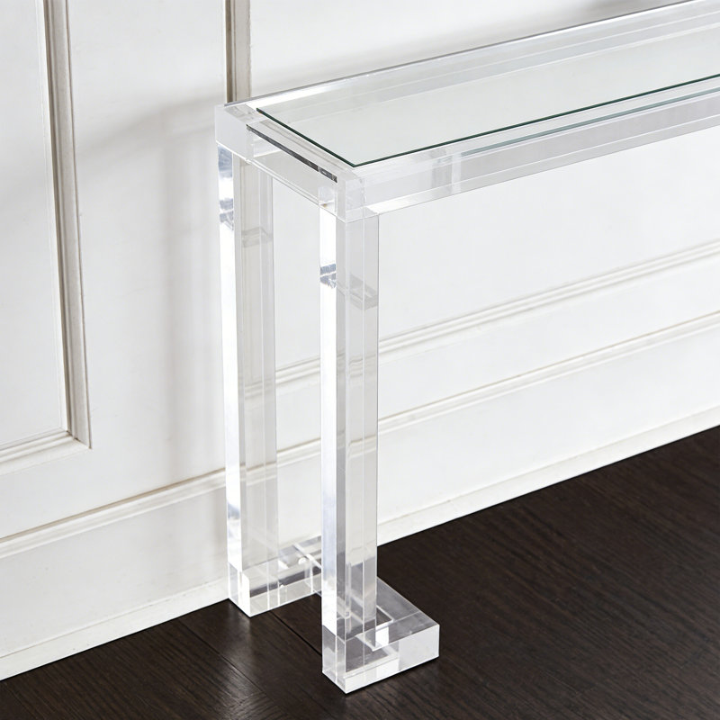 Console simple et transparente en verre acrylique, H 31,5 po x l 55,12 po x P 11,81 po