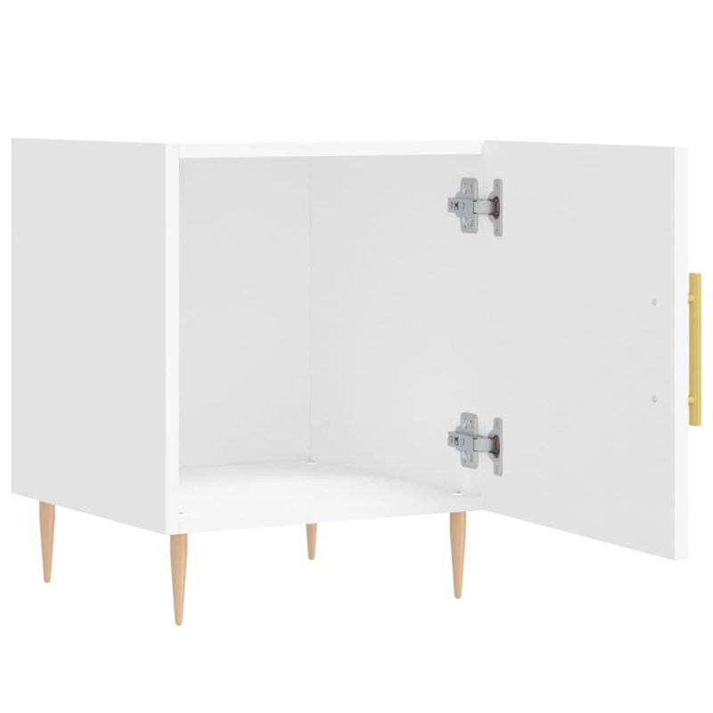 Bouzov 40 cm W Iron Bedside Table, White