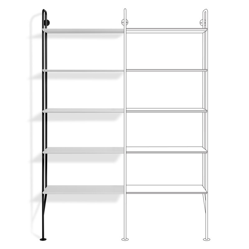Hitch Bookcase Add-on Kit, White/Black