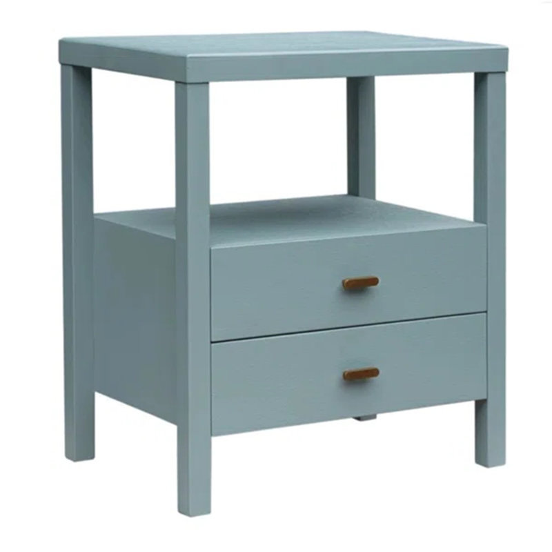Francisca 2 - Drawer Solid Wood Nightstand, Blue