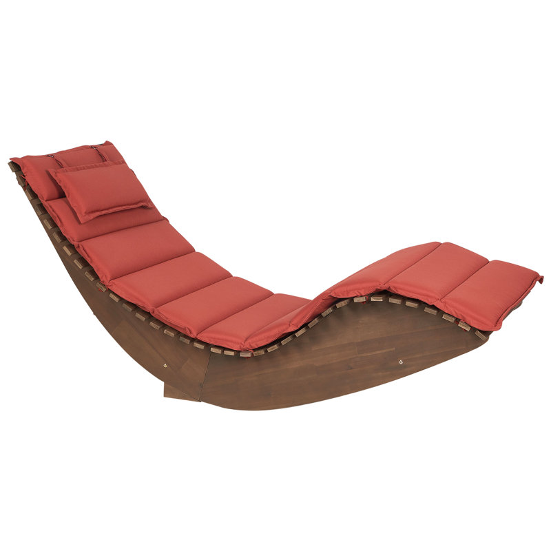 Deakin Long Acacia Single Chaise with Cushions, Red