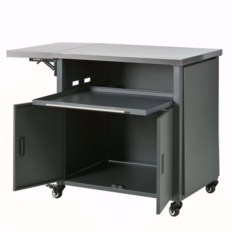Chariot de barbecue pliable pour l'extérieur, Gris