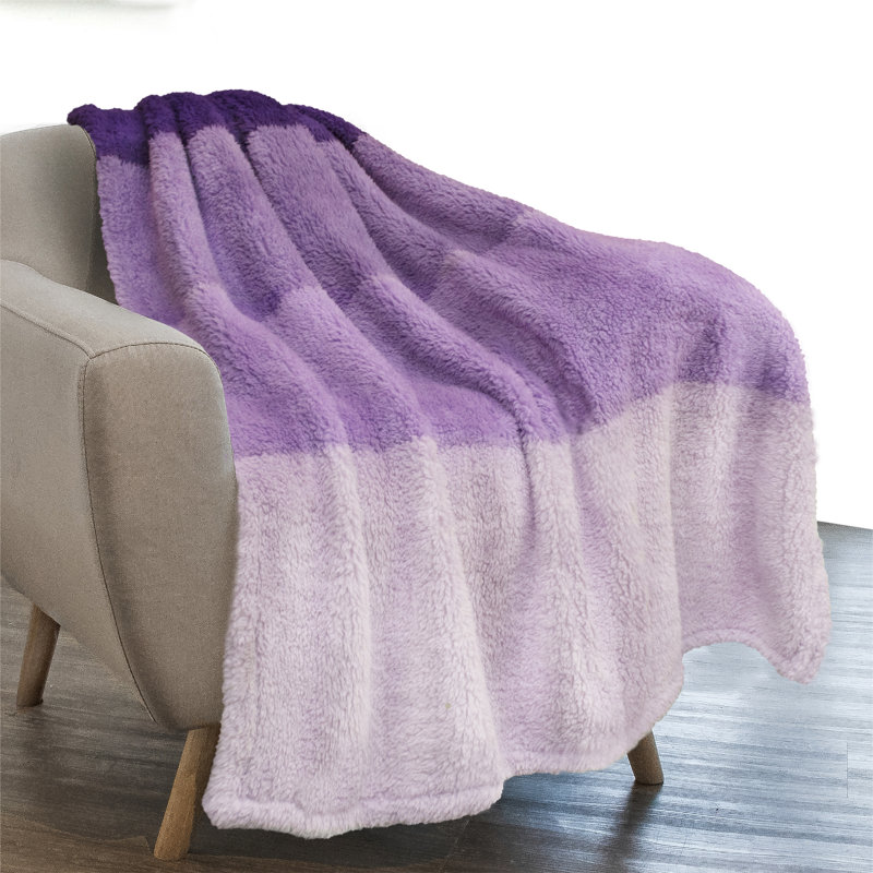 Jeté de lit Fluffy Sherpa, Jeté, Dégradé / mauve