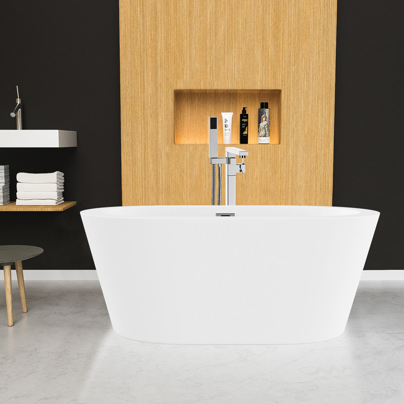 Robinet de baignoire autoportant en métal avec douche à main - Design moderne, largeur de 4 po, profondeur de salle de bain 37,11