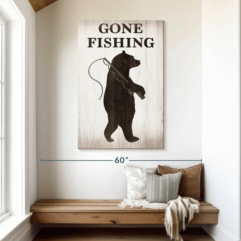 Senne Bear Gone Fishing, H 48 po x l 32 po