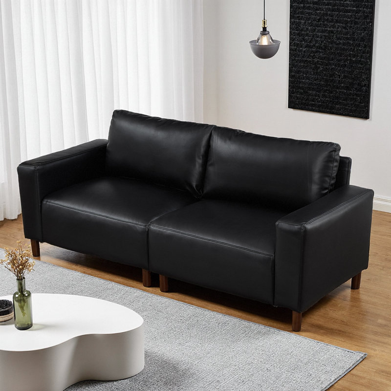 Courbes de style Mid-Century, cuir de polyuréthane respirant, pieds en bois massif, assemblage sans outils en 30 minutes, luxe adapté aux appartements