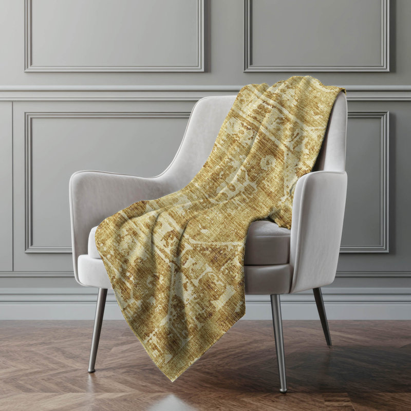 Jeté Addison Sherpa Tribal Medallion, Oriental doré 1