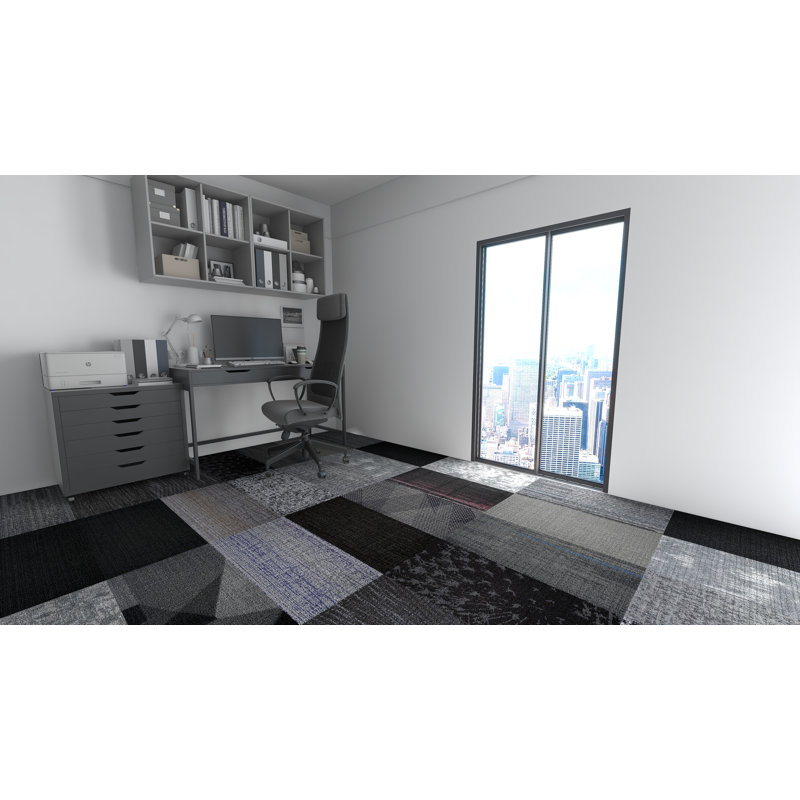 Mix Match 18x36" Assorted Carpet Tiles Commercial Grade (Set of 12), Gray