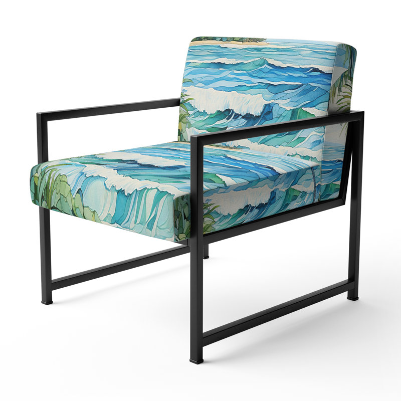Chaise d'appoint rembourrée Tropical Coastal Beach Tranquility, Noir