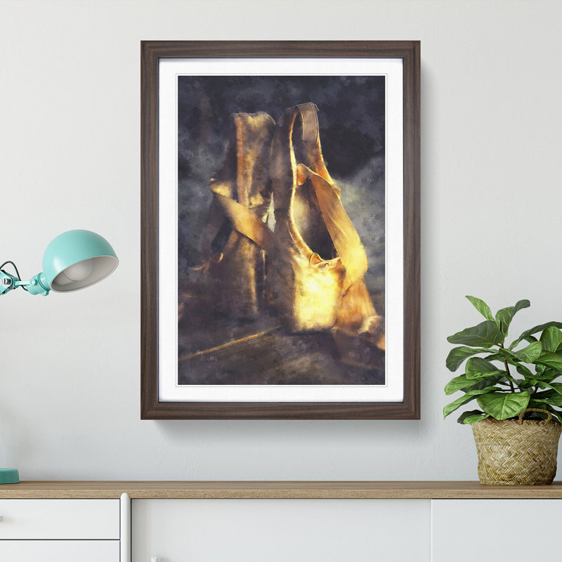Ballerinas Slippers - Picture Frame Graphic Art Print, 45cm H x 33cm W x 2cm D, Walnut Framed