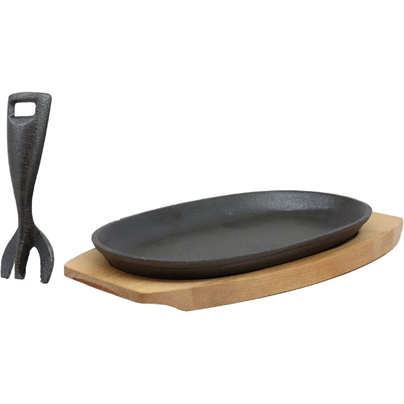 Poêle à fajita en fonte antiadhésive 5,5 po avec couvercle Red Barrel Studio®