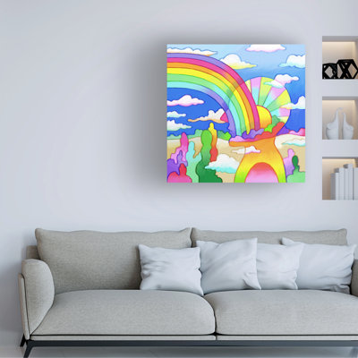 Wrapped Canvas Wall Art - Howie Green 'Sunset Rainbow Profile' Wall Art for Living Room, Bedroom, or Office Décor  - 35x35