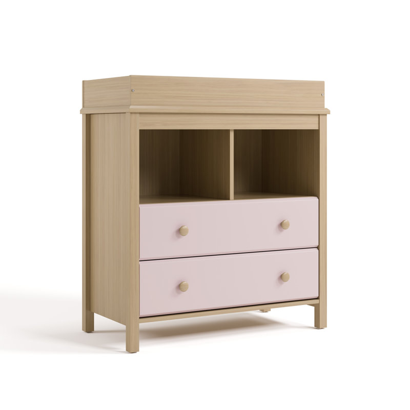Driftwood and Blush 2-Drawer Changing Table Dresser