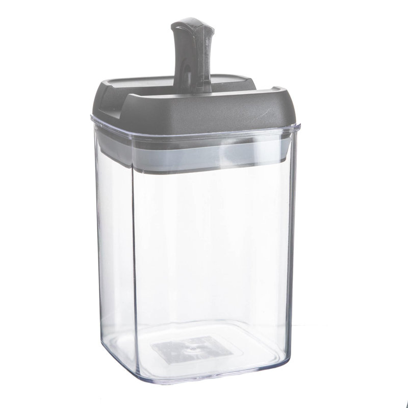 Argon Tableware - Food Storage Containers with Flip Lock Lid - Set of 3, 15.5cm H x 10cm W x 10cm D, Grey