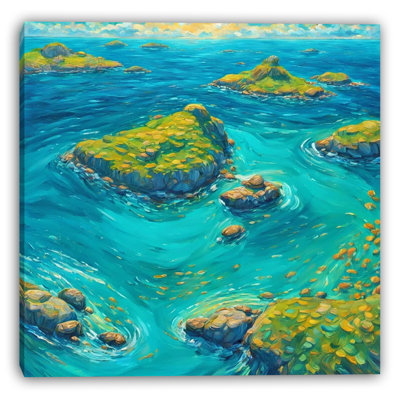 Art mural sur toile, "Îles en turquoise"