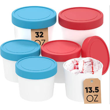 Ice Cream Pint Containers With Silicone Lids Freezer Storage Tubs
