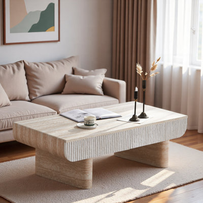 Modern Coffee Table With 2 Fluted Drawers
