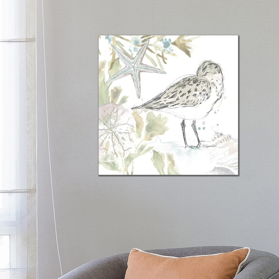 Seaside Sandpipers I by June Erica Vess - Wrapped Canvas Gallery-Wrapped Canvas Giclée