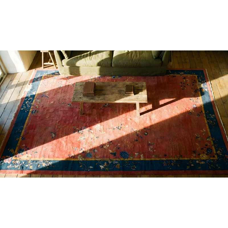 Hand Knotted Wool Area Rug in Pink