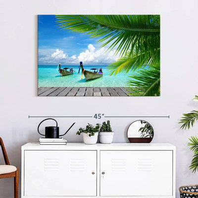 Boats At Tropical Island Dock Canvas Print