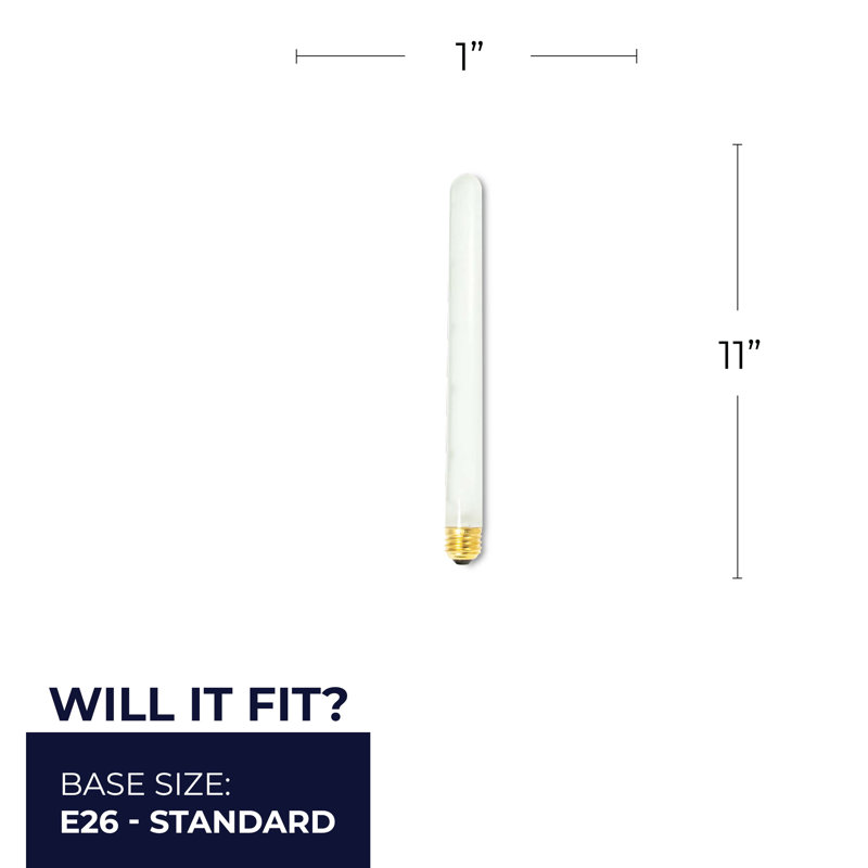 75 W, lampe de présentation, incandescente T8, ampoule à intensité variable, blanc chaud, base E26 / moyenne (standard)
