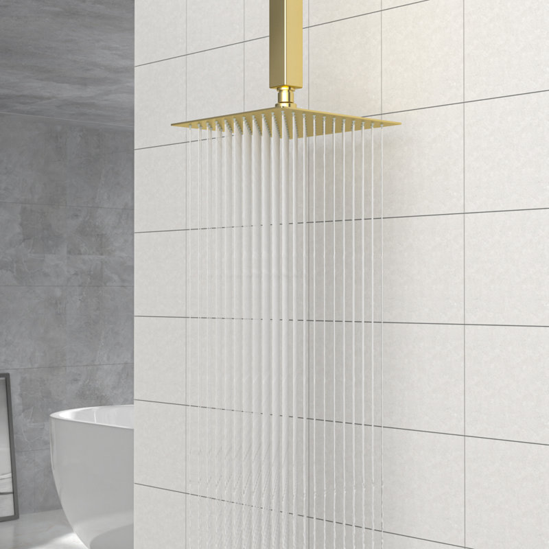 8" Black Square Rainfall Shower Head, Wall/Ceiling Mounted, Doré