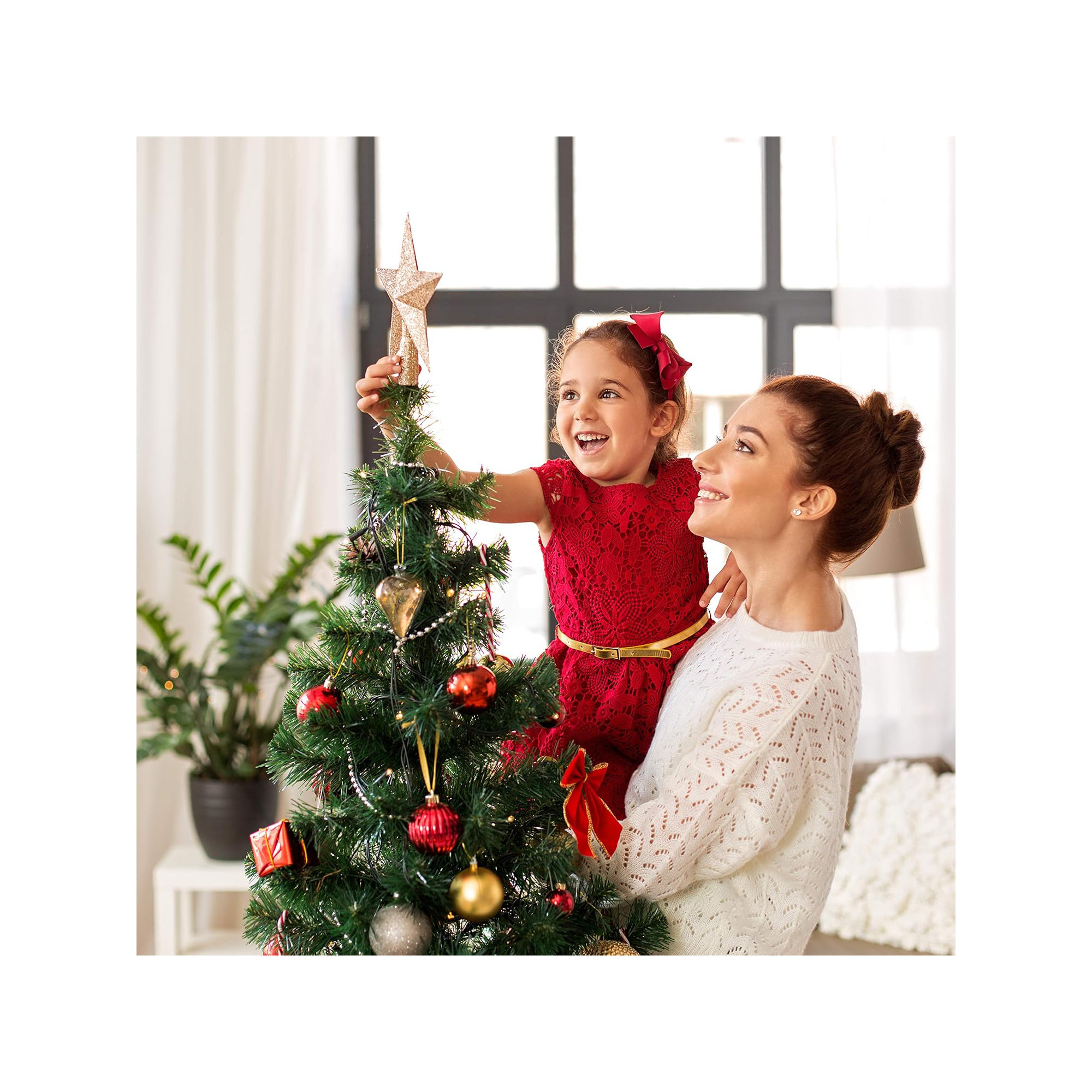 Glitter Star Tree Topper , Gold
