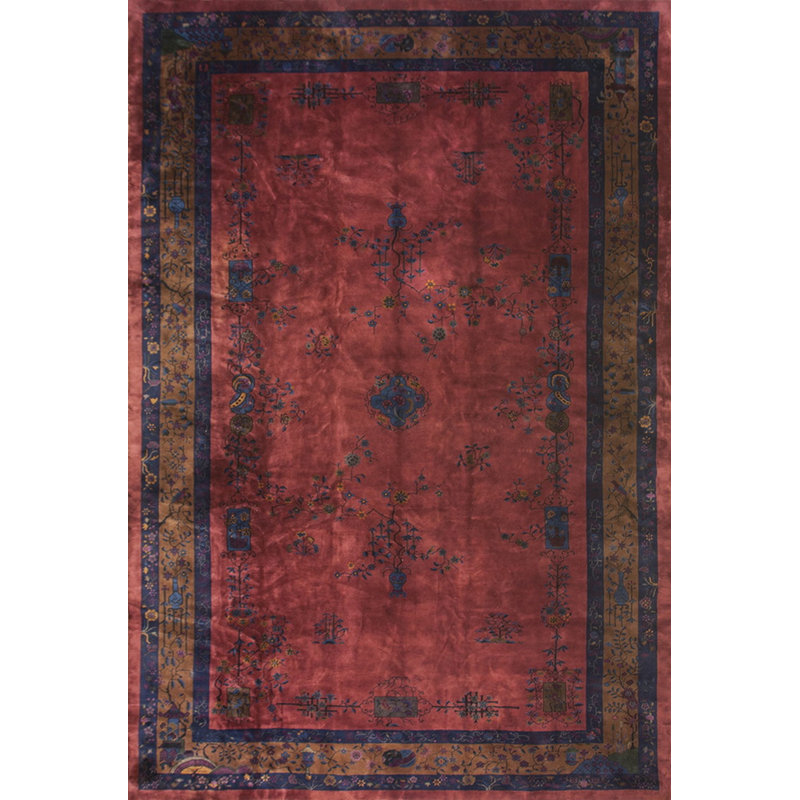 Tapis chinois déco noué à la main couleur rouge riche