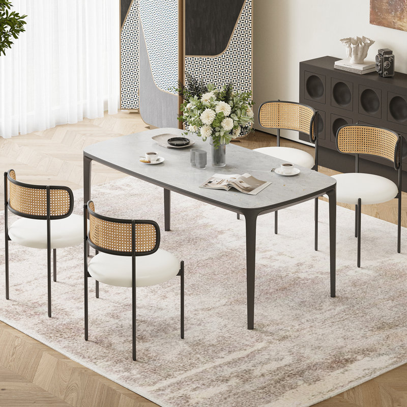 Faux Leather Upholstered Side Chair, Beige